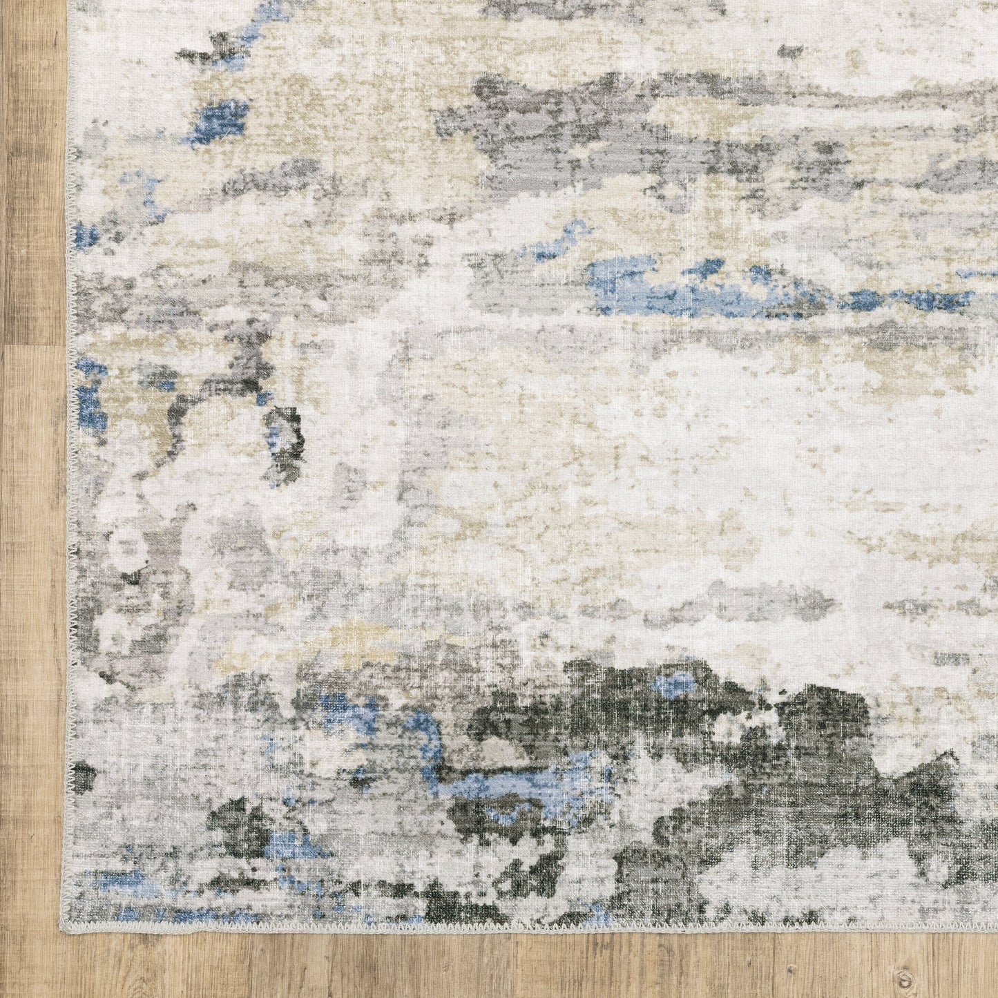 Tapis d'intérieur lavable abstrait gris/bleu Marissa de Vista Home