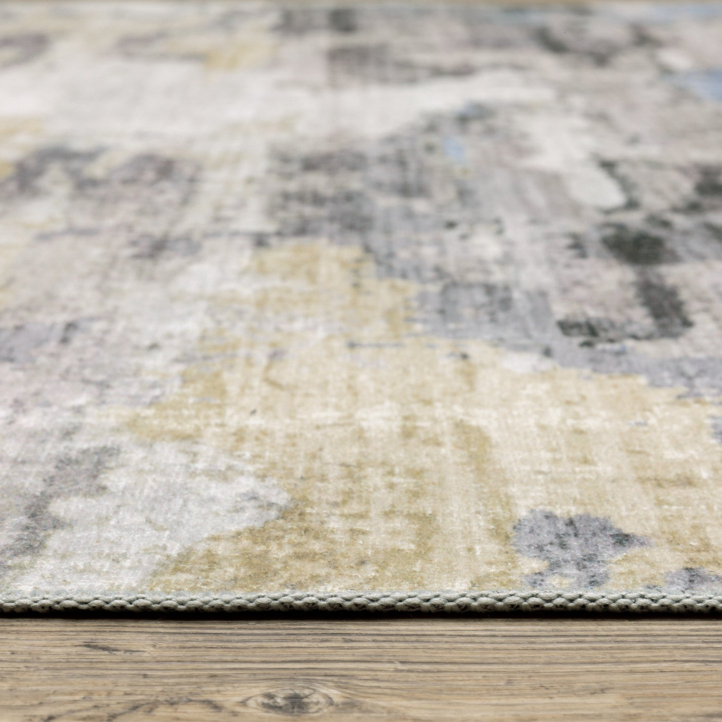 Tapis d'intérieur lavable abstrait gris/bleu Marissa de Vista Home