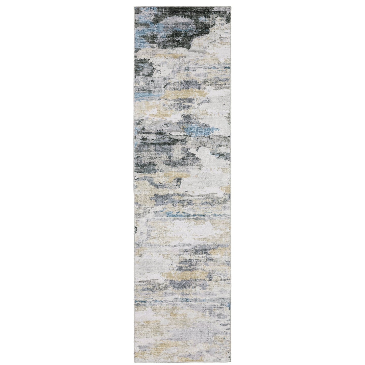 Tapis d'intérieur lavable abstrait gris/bleu Marissa de Vista Home