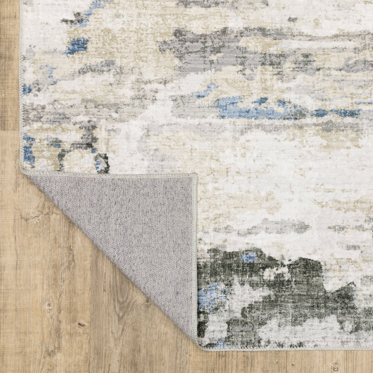 Tapis d'intérieur lavable abstrait gris/bleu Marissa de Vista Home