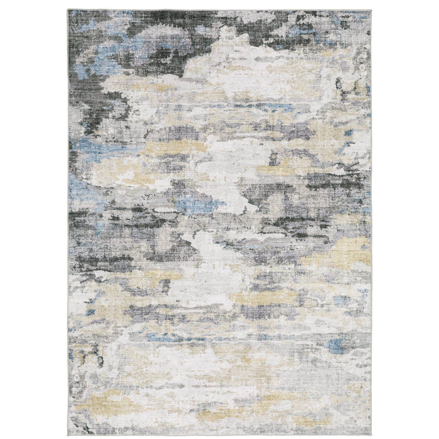 Tapis d'intérieur lavable abstrait gris/bleu Marissa de Vista Home