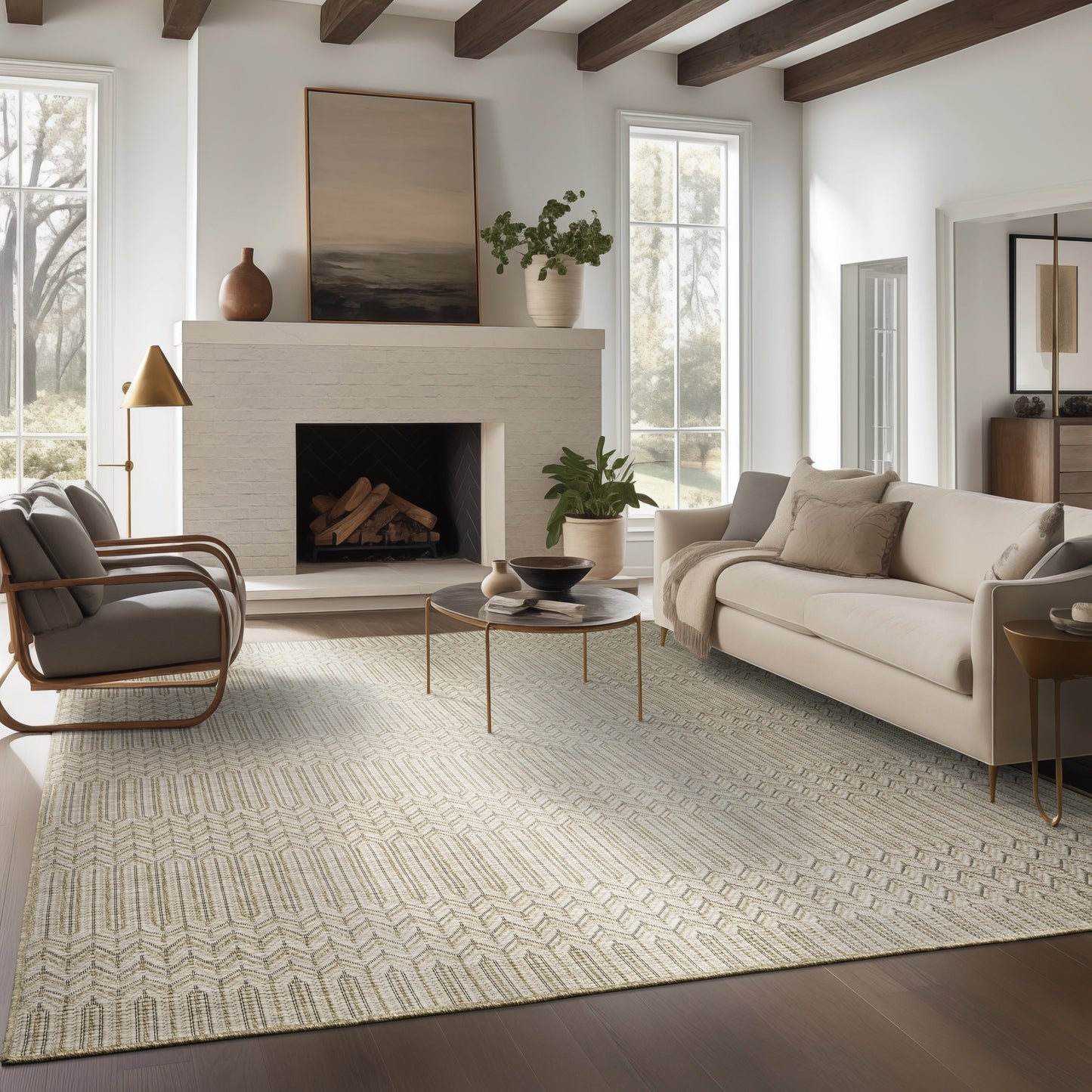 Vista Home Tangelo Geometric Tan/ Black Ultimate Performance Area Rug