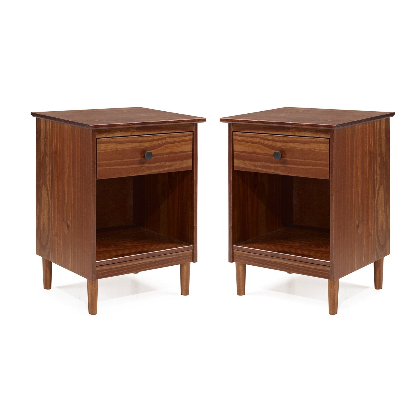 Table de chevet Walker Edison Bullrushes à 1 tiroir en bois massif (lot de 2)