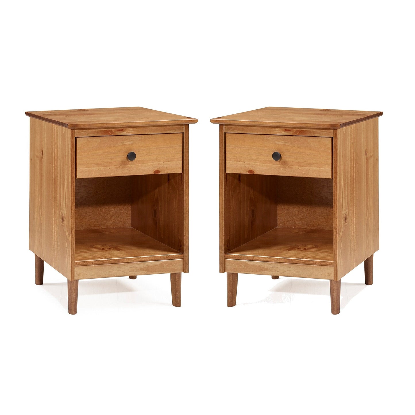 Table de chevet Walker Edison Bullrushes à 1 tiroir en bois massif (lot de 2)