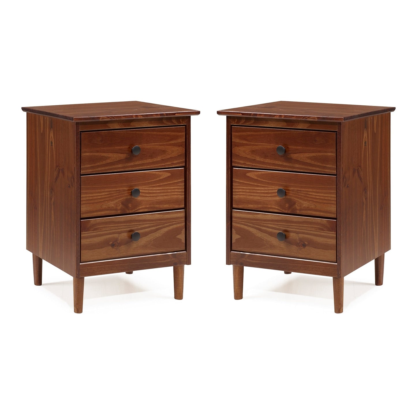 Table de chevet 3 tiroirs en bois massif Walker Edison Bullrushes, lot de 2