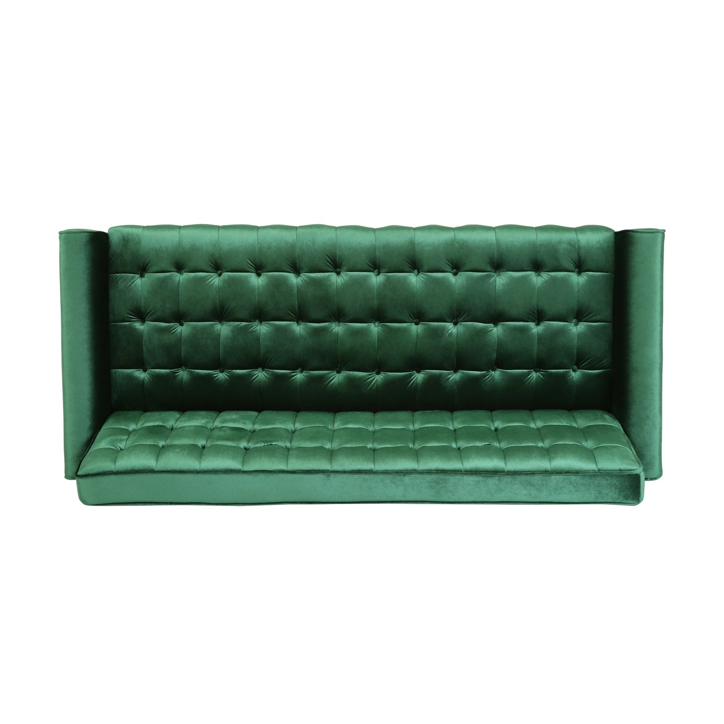 Velvet Button Tufted 3-seater Sofa with Birch Wood Legs
