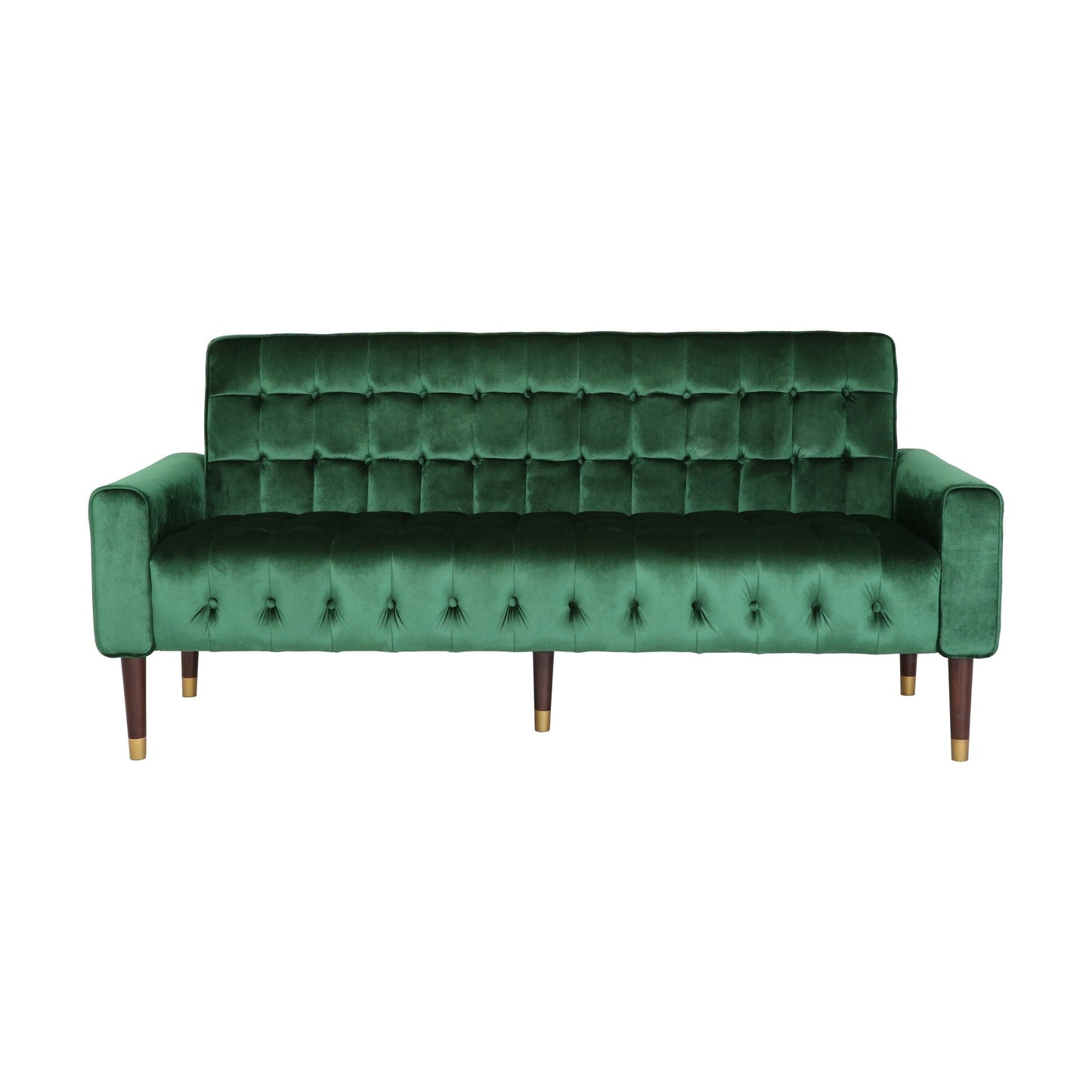 Velvet Button Tufted 3-seater Sofa with Birch Wood Legs