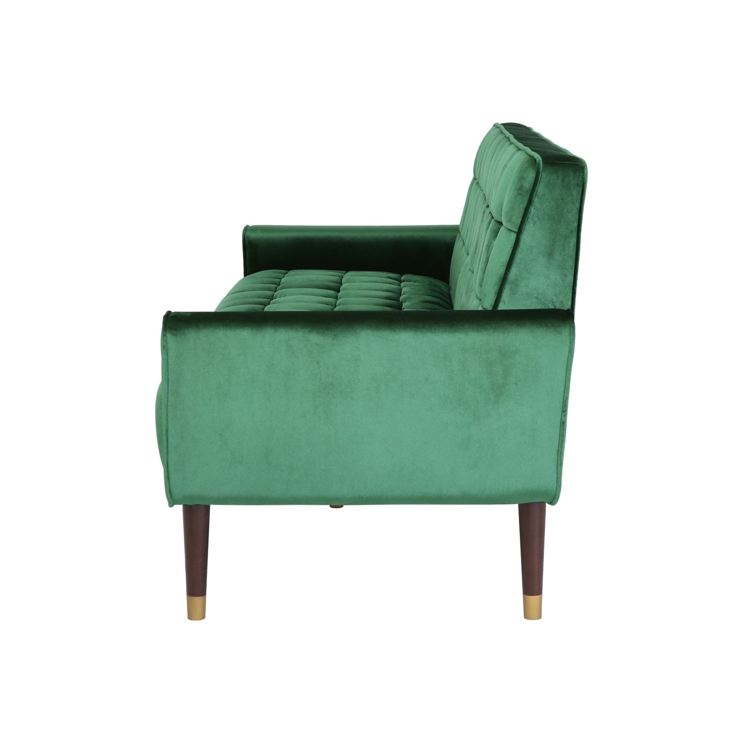Velvet Button Tufted 3-seater Sofa with Birch Wood Legs