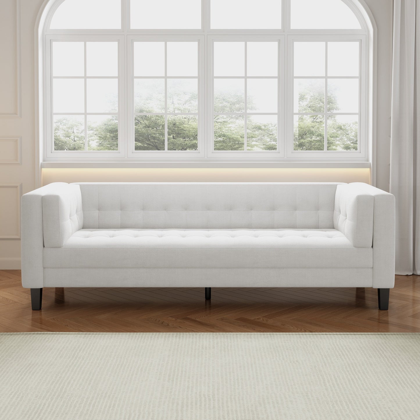 Velvet Button Tufted 3-seater Sofa with Hardwood Frame