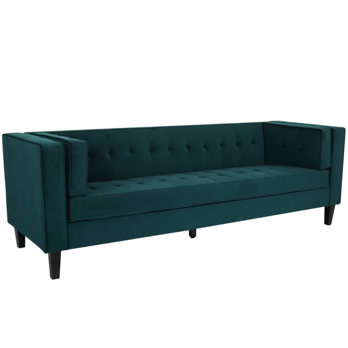 Velvet Button Tufted 3-seater Sofa with Hardwood Frame