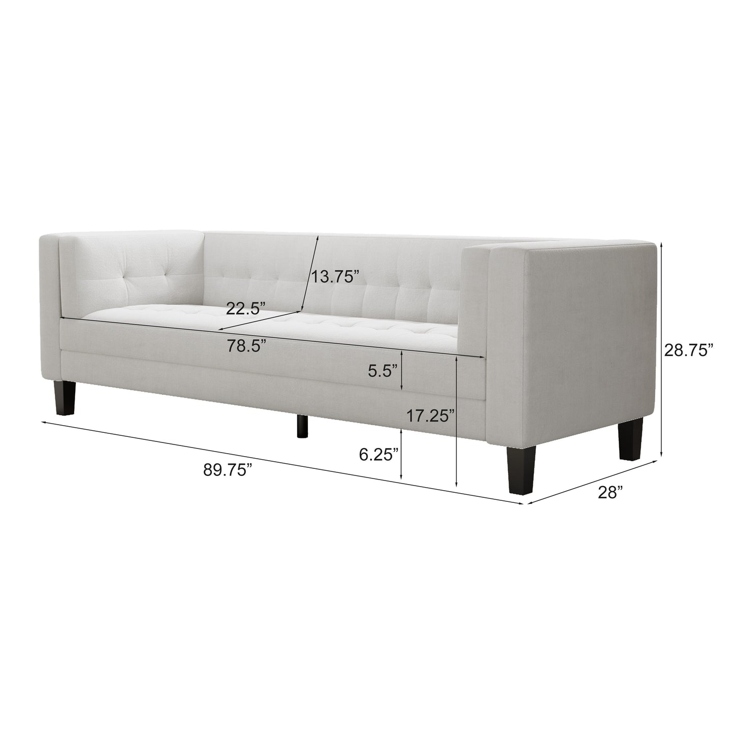 Velvet Button Tufted 3-seater Sofa with Hardwood Frame