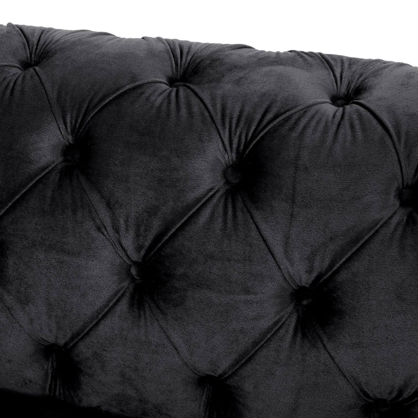 Velvet Button Tufted 3-seater Sofa with Iron Legs