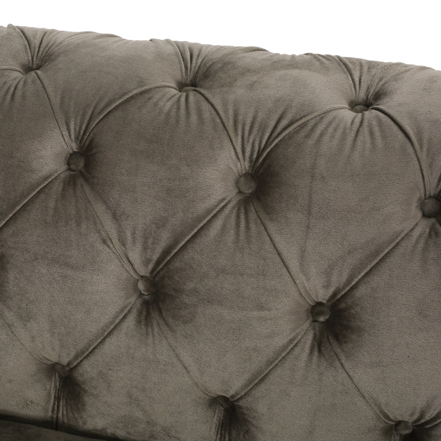 Velvet Button Tufted 3-seater Sofa with Iron Legs