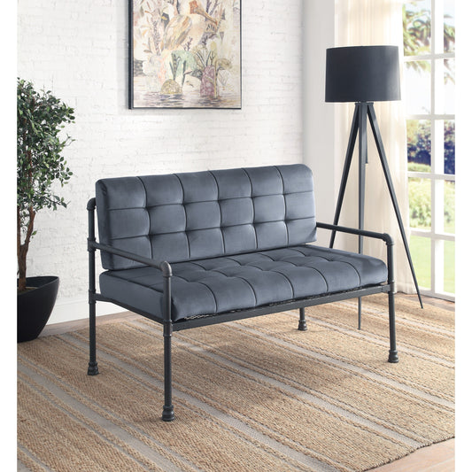 Velvet Button Tufted Loveseat Sofa with Memory Foam Seat Cushion