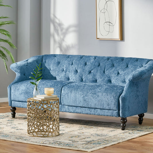 Velvet Loveseat Flared Arms Tufted Sofa with Deep Seat