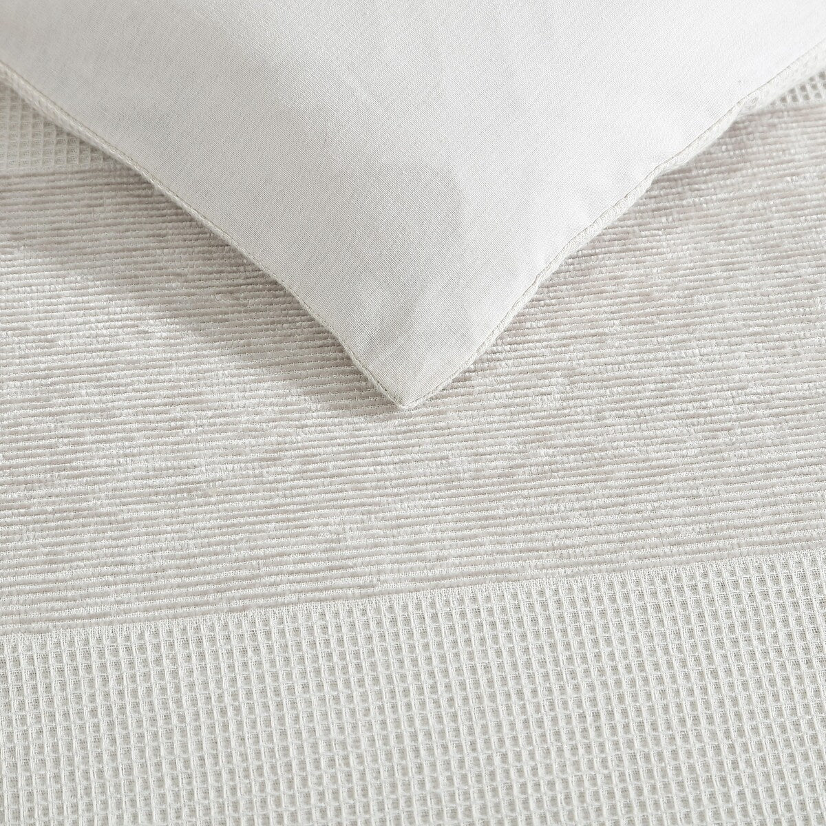 Parure de couette Vera Wang en chenille gaufrée beige à rayures