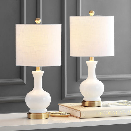 Lampe de table à LED Vermont 22 en verre/métal, blanche (lot de 2) par JONATHAN Y