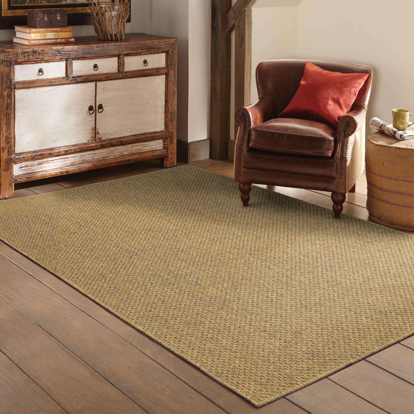 Tapis d'intérieur et d'extérieur en tissage panier ton sur ton Vista Home Kauai.