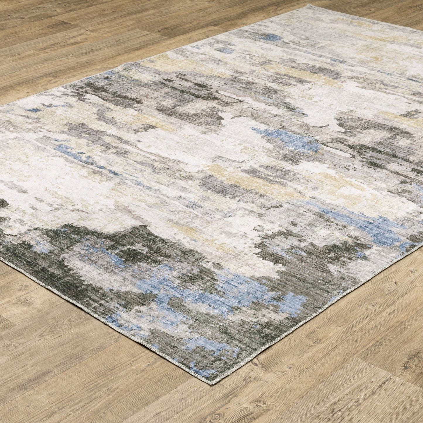 Tapis d'intérieur lavable abstrait gris/bleu Marissa de Vista Home