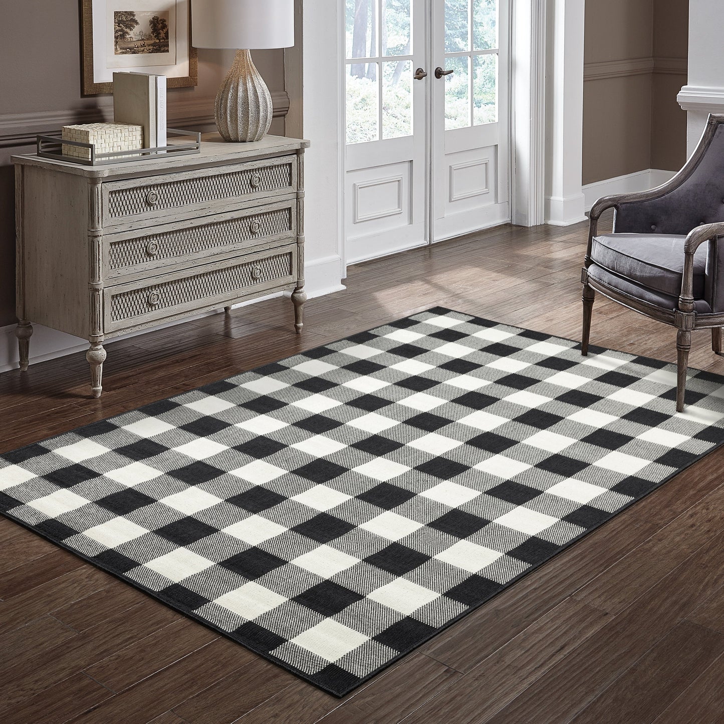 Tapis d'intérieur/extérieur à carreaux vichy de Vista Home Malta