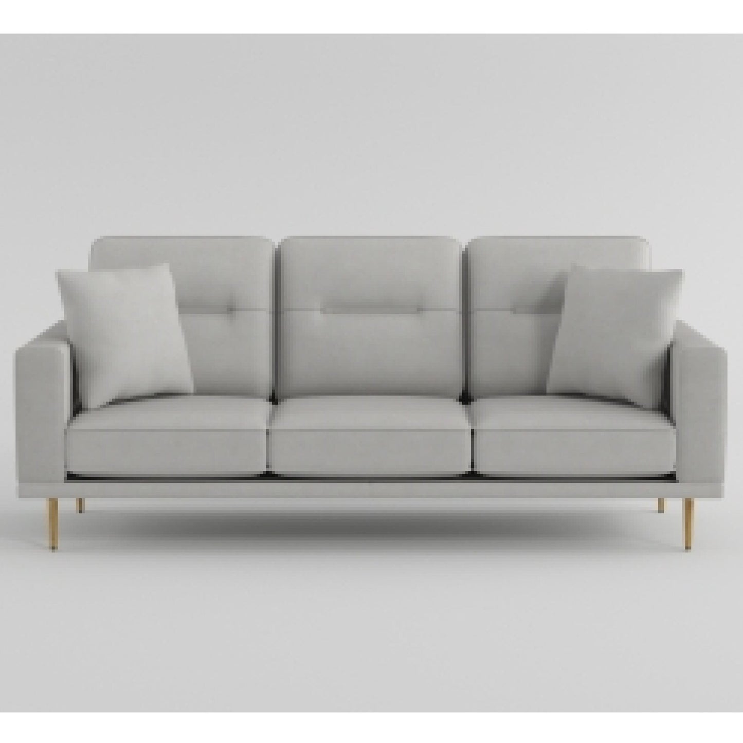 Canapé Voxo, assise rembourrée en velours gris, deux coussins décoratifs, 82 pouces