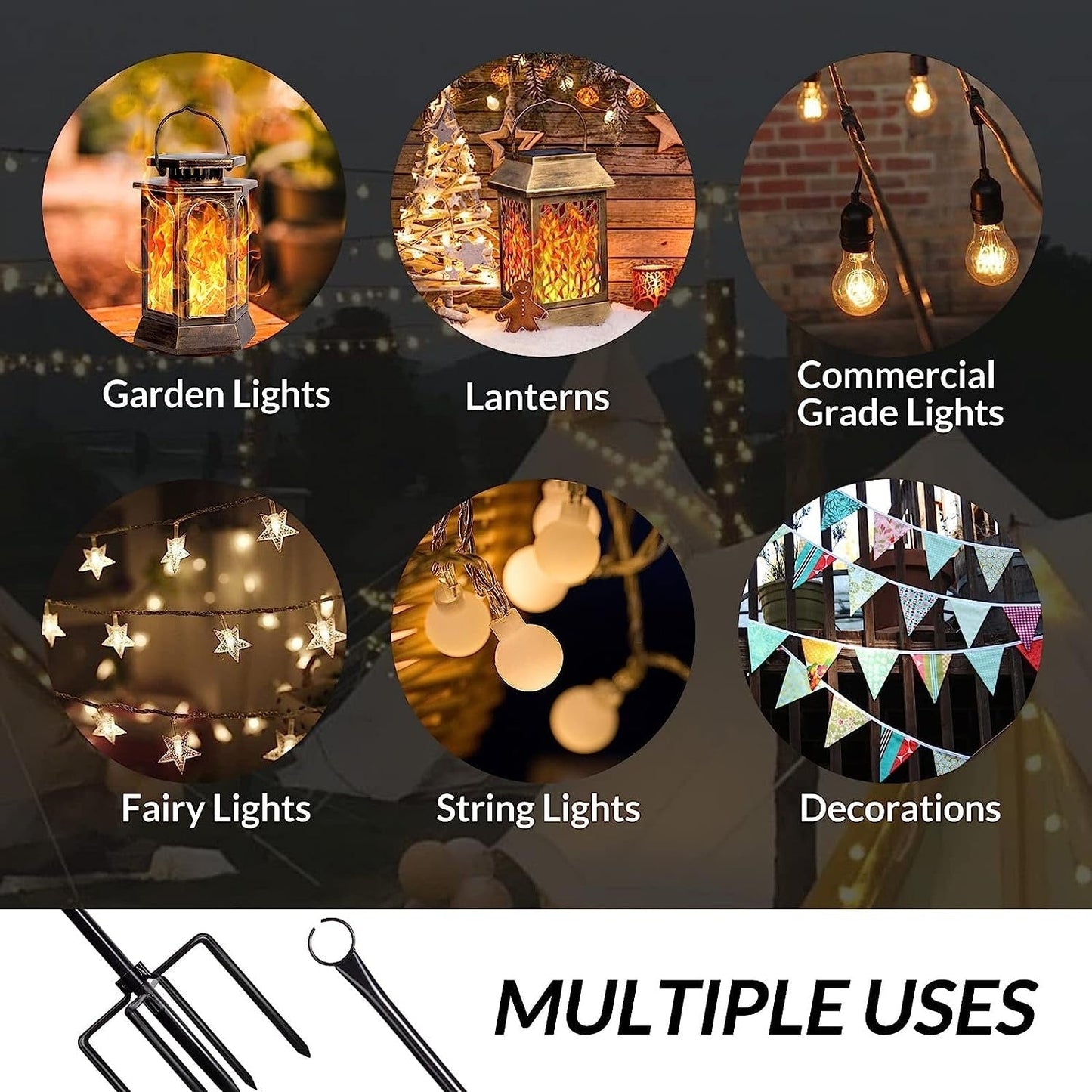 Guirlande lumineuse WaLensee de 2,8 m avec crochet pour suspendre des guirlandes lumineuses pour jardin, fête, terrasse, Noël, mariage