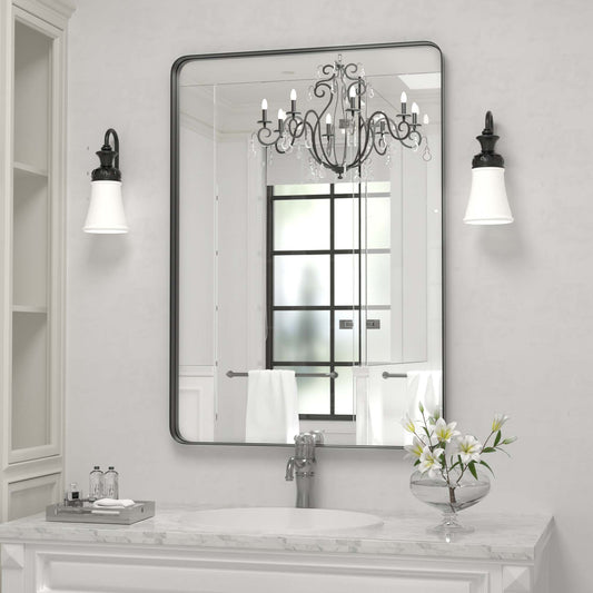 Miroir mural de salle de bain avec coin arrondi (1 pièce)