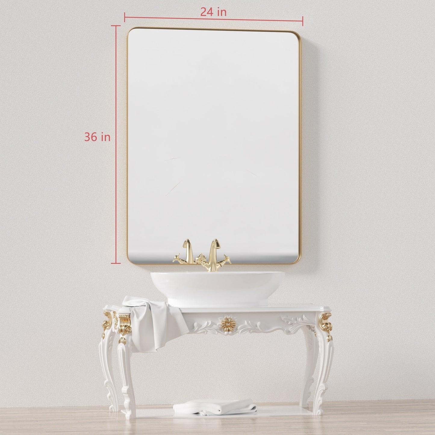 Miroir mural de salle de bain avec coin arrondi (1 pièce)