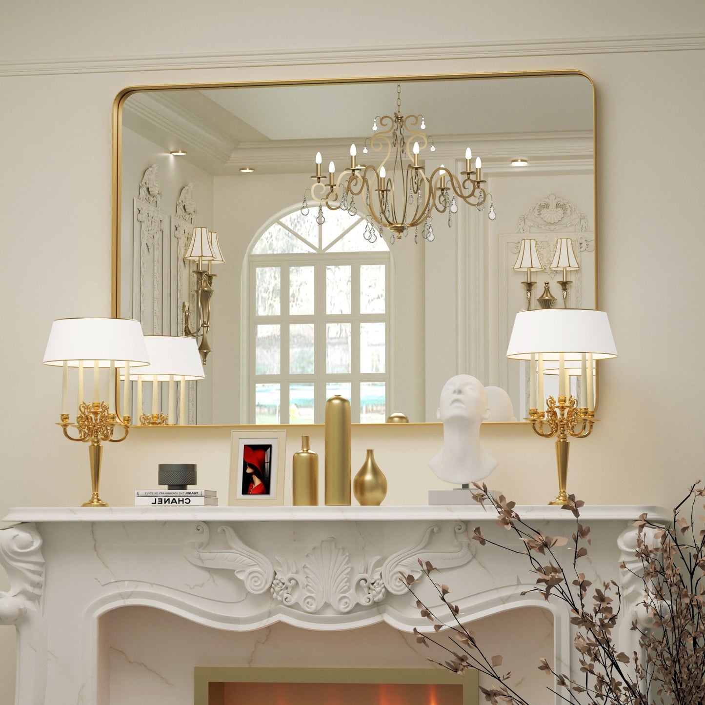 Miroir mural de salle de bain avec coin arrondi (1 pièce)