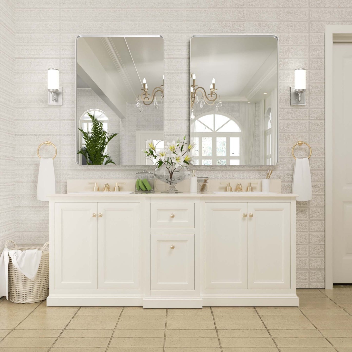 Miroir mural de salle de bain avec coin arrondi (1 pièce)