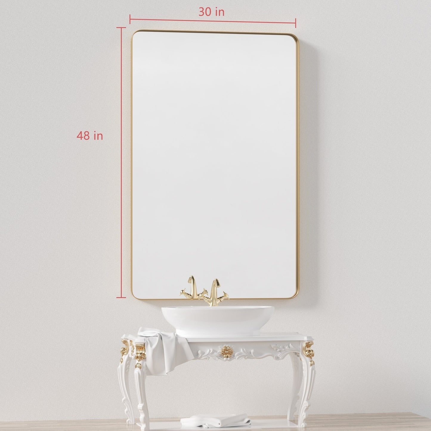 Miroir mural de salle de bain avec coin arrondi (1 pièce)