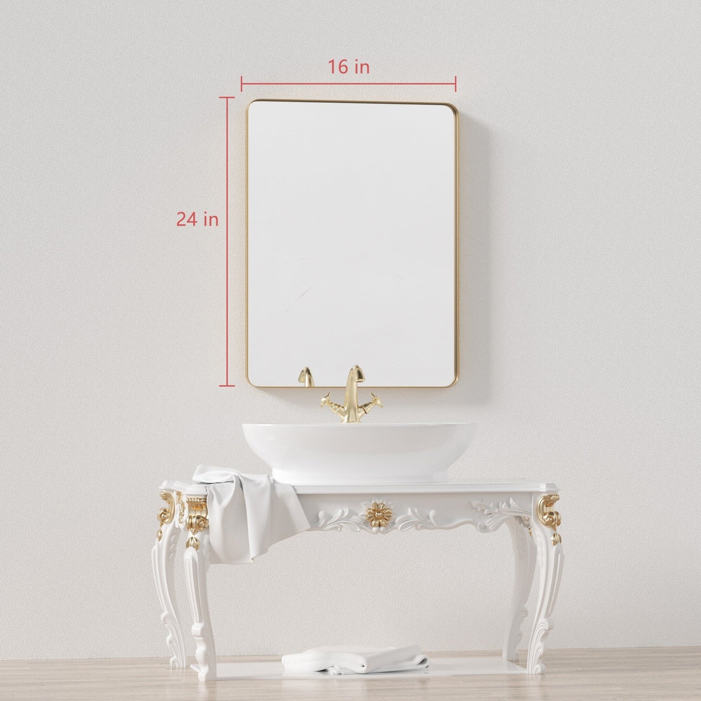 Miroir mural de salle de bain avec coin arrondi (1 pièce)