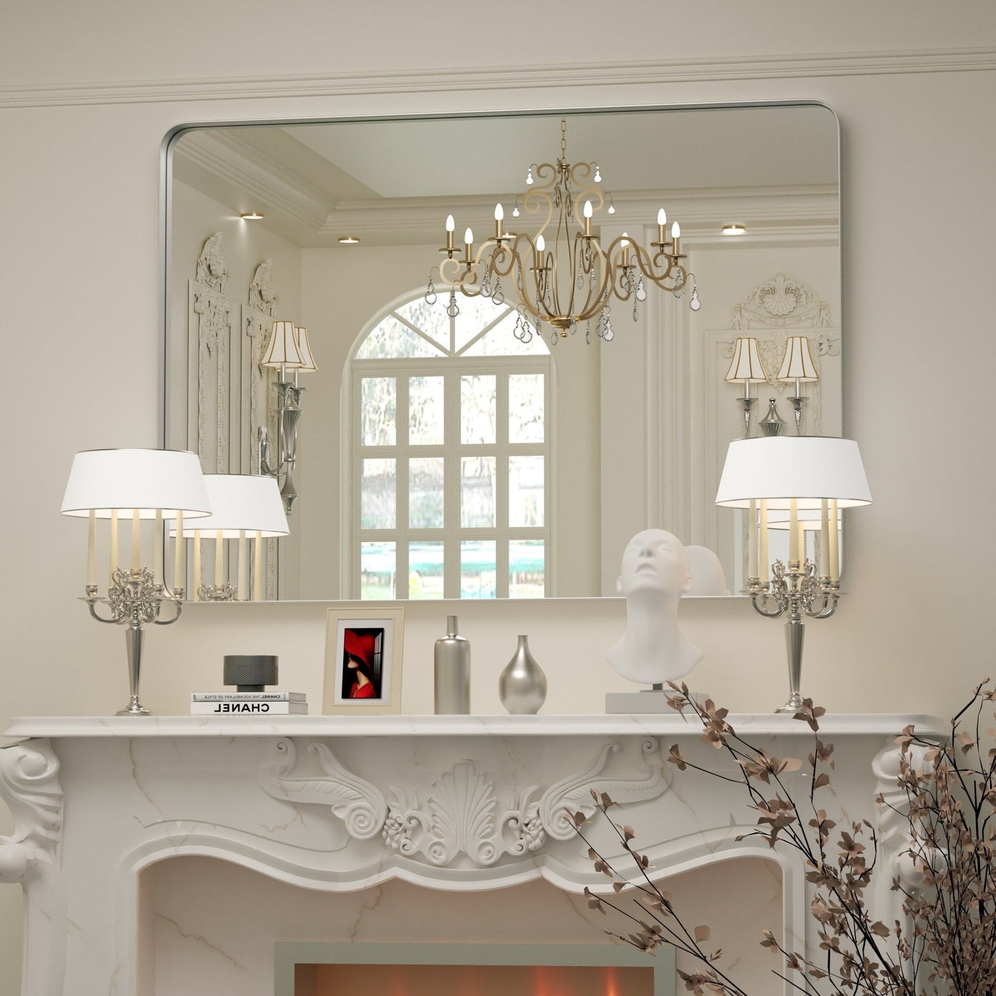 Miroir mural de salle de bain avec coin arrondi (1 pièce)