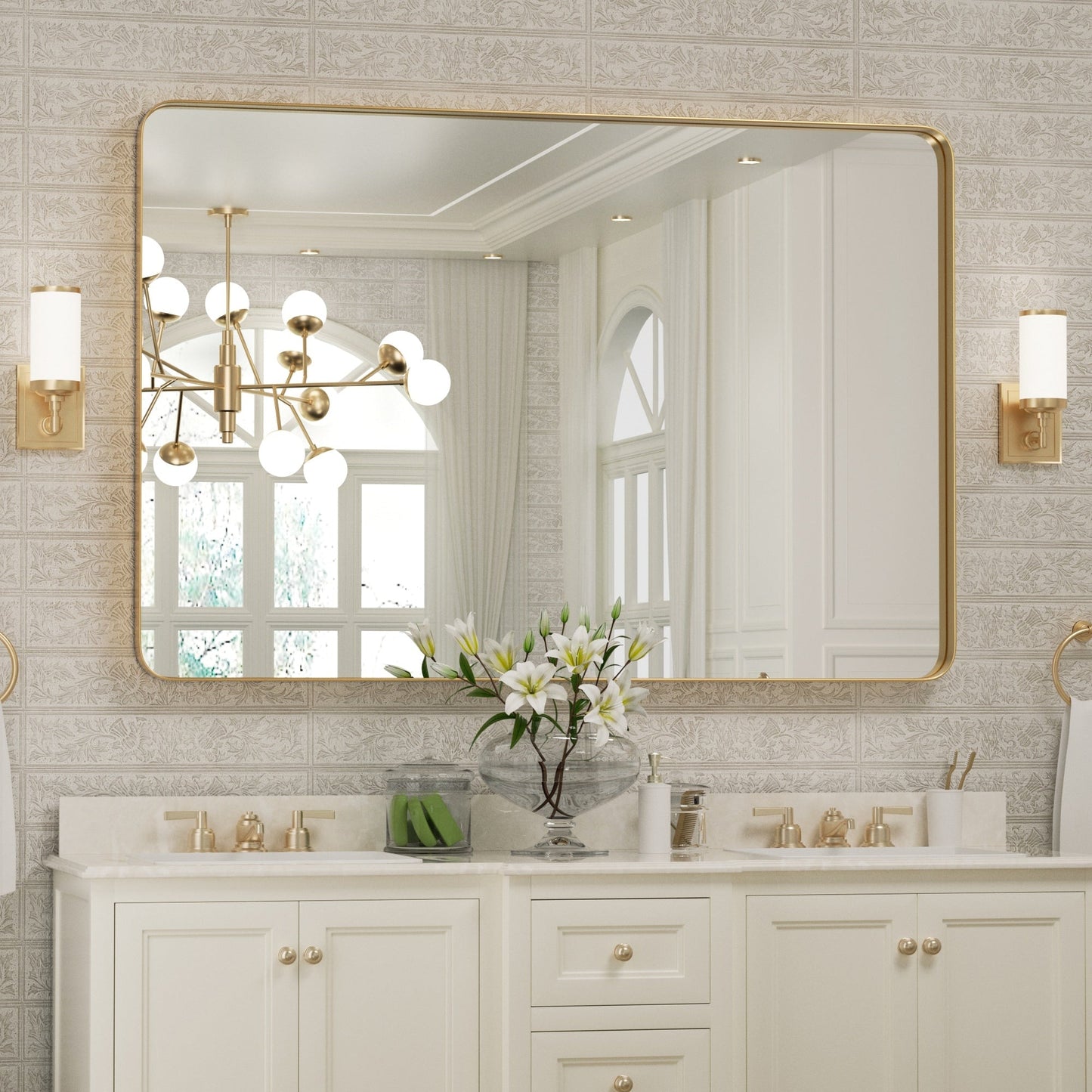 Miroir mural de salle de bain avec coin arrondi (1 pièce)