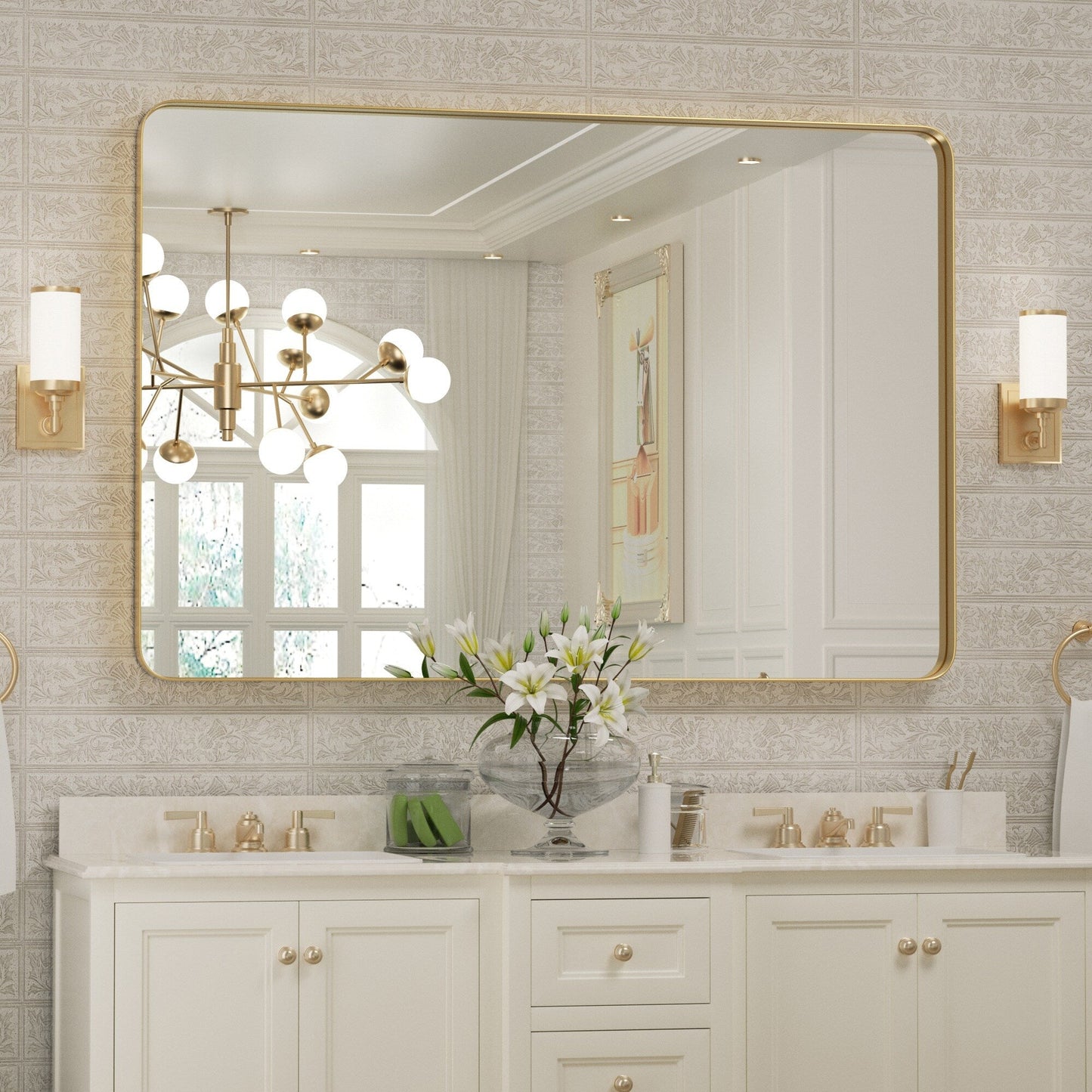 Miroir mural de salle de bain avec coin arrondi (1 pièce)