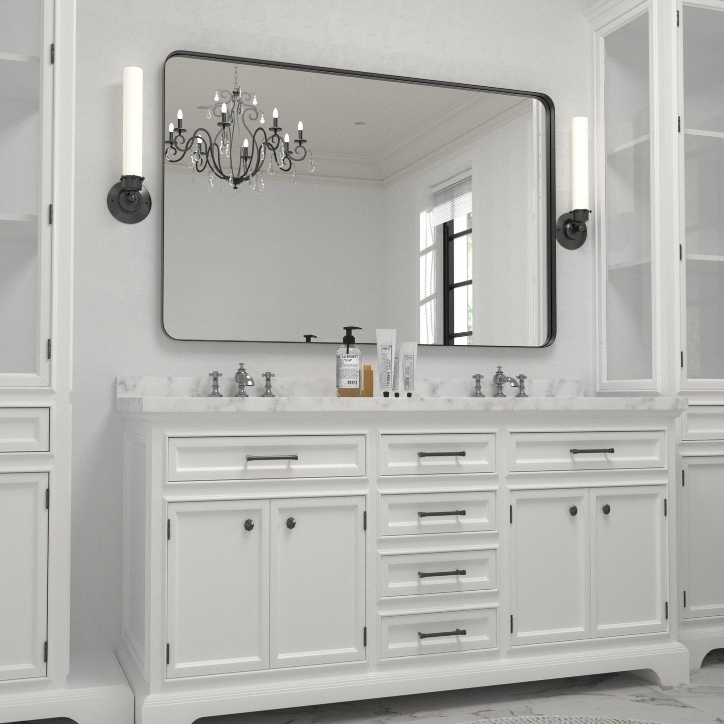 Miroir mural de salle de bain avec coin arrondi (1 pièce)