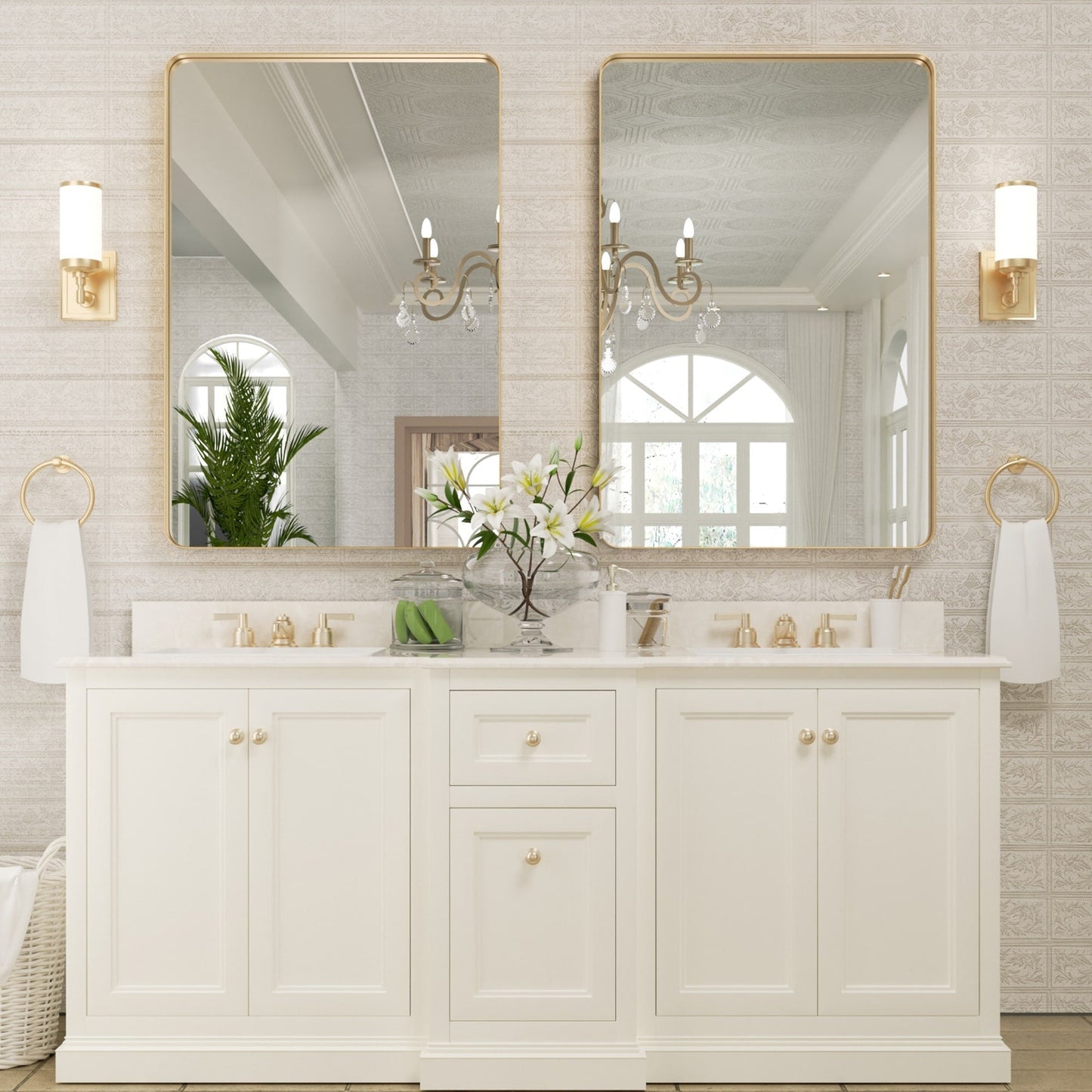 Miroir mural de salle de bain avec coin arrondi (1 pièce)