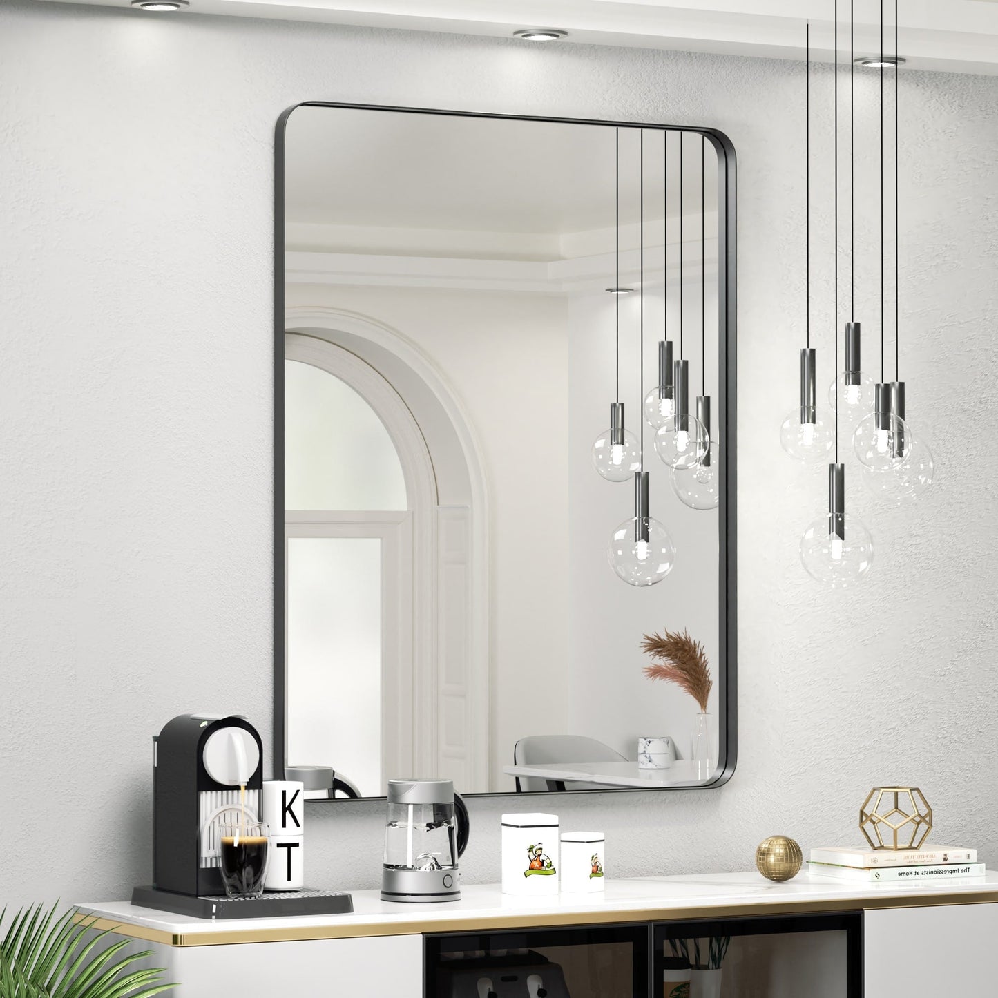 Miroir mural de salle de bain avec coin arrondi (1 pièce)