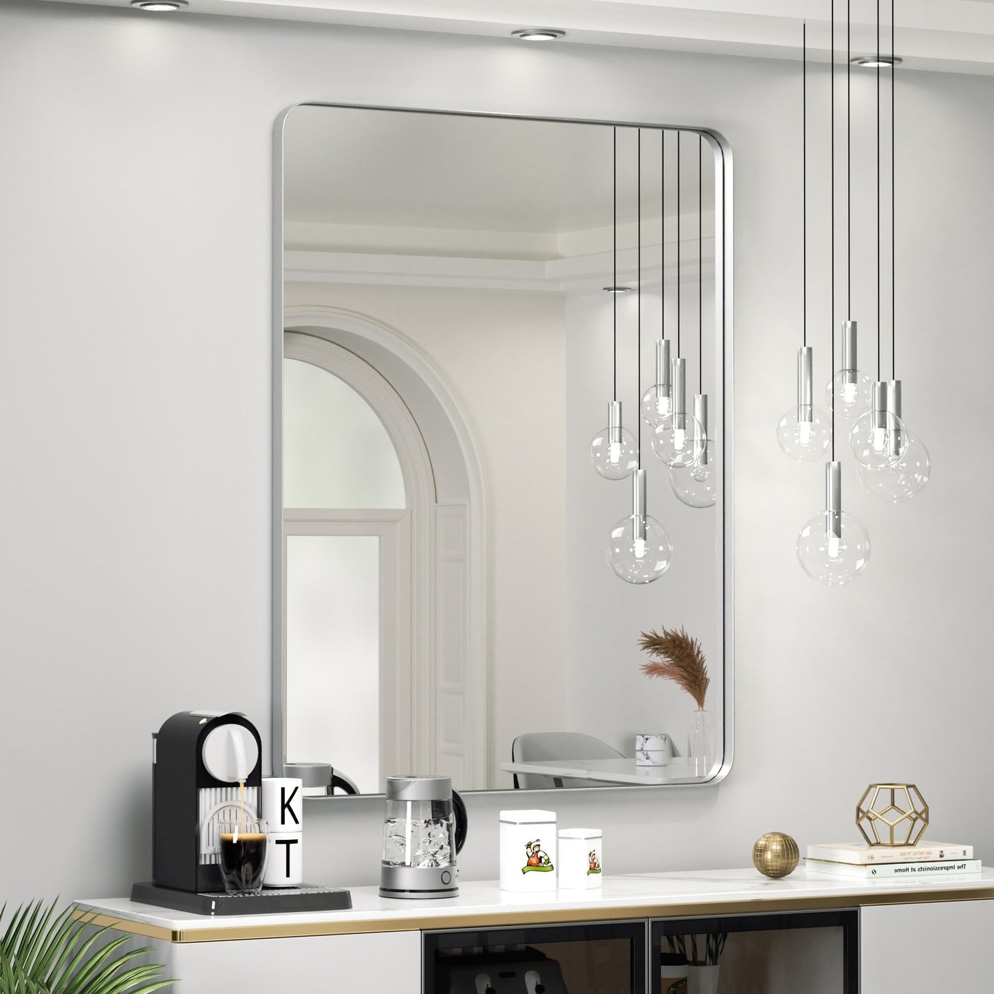 Miroir mural de salle de bain avec coin arrondi (1 pièce)