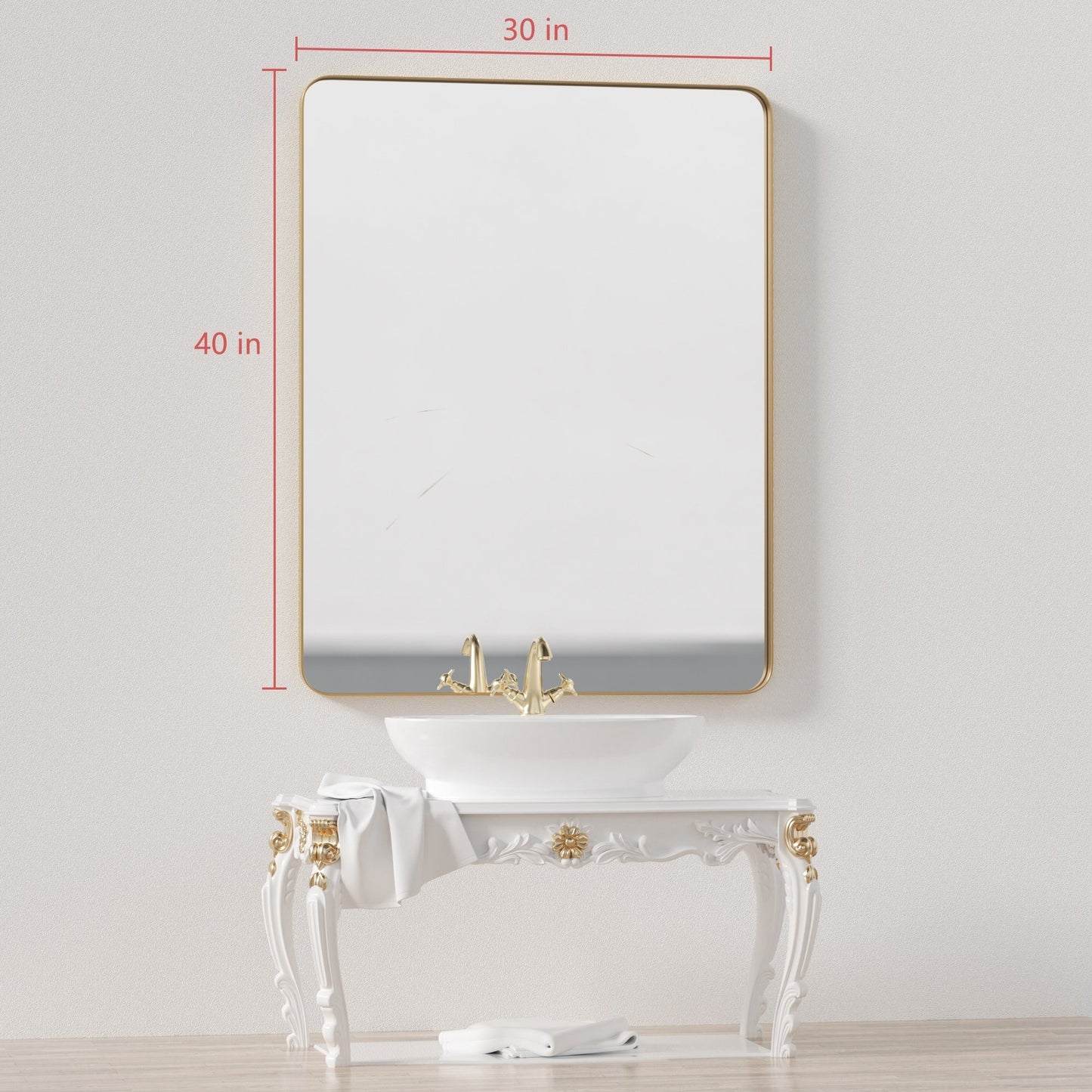 Miroir mural de salle de bain avec coin arrondi (1 pièce)