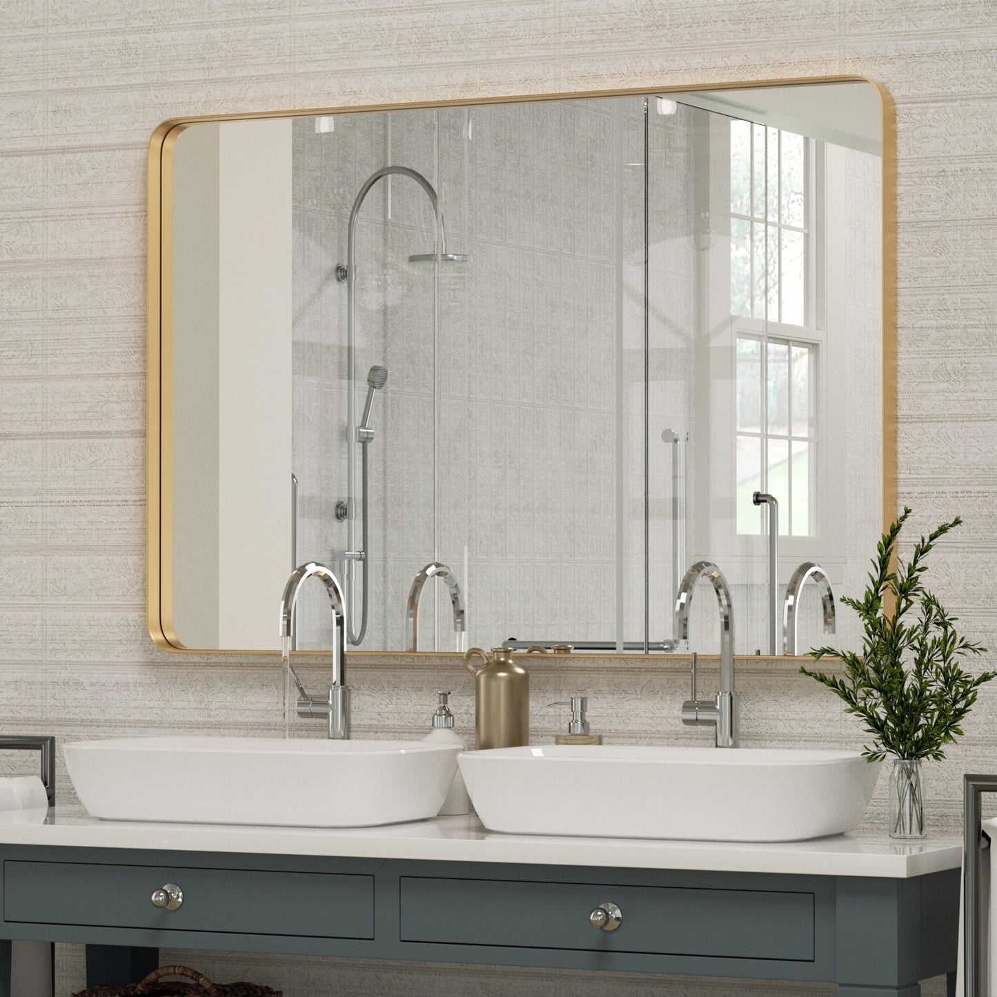 Miroir mural de salle de bain avec coin arrondi (1 pièce)
