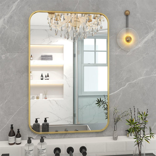 Miroir de salle de bain mural avec coin arrondi