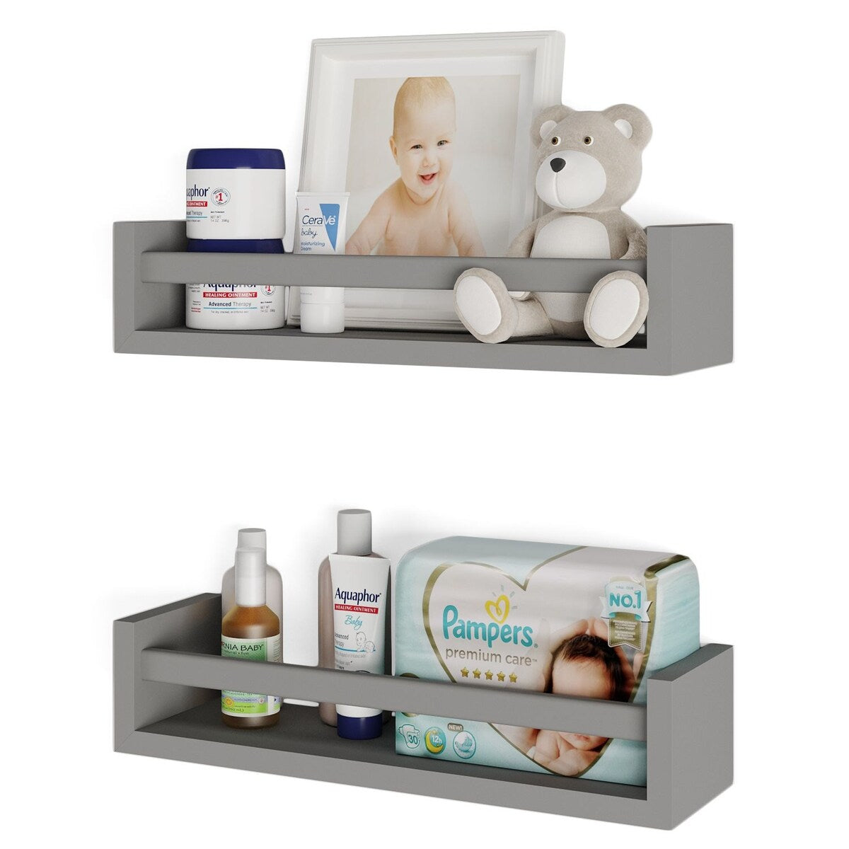 Étagères murales pour enfants Wallniture Elba, rangement pour chambre d'enfant, organisateur de jouets, bibliothèque en bois, lot de 2 - N/A