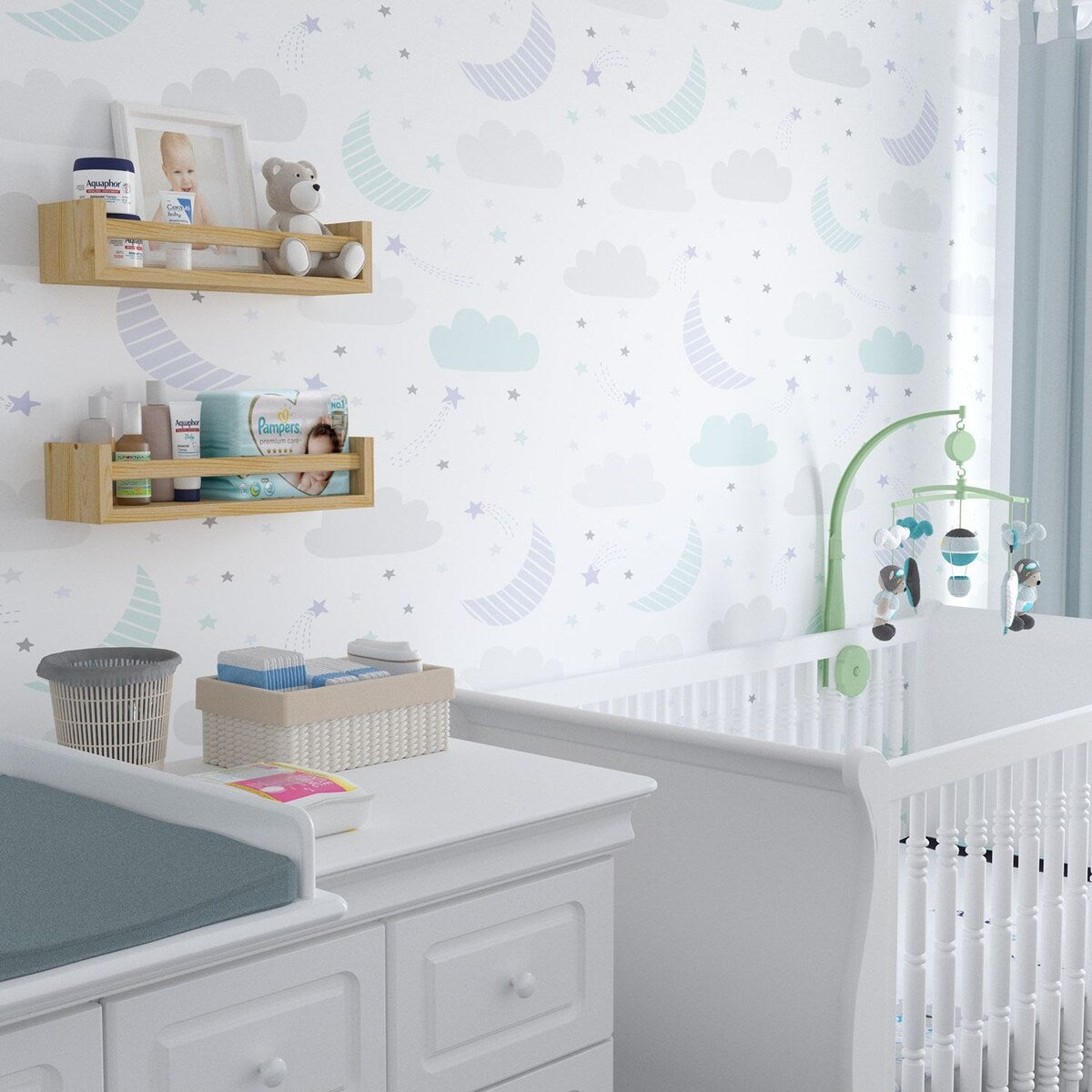 Étagères murales pour enfants Wallniture Elba, rangement pour chambre d'enfant, organisateur de jouets, bibliothèque en bois, lot de 2 - N/A