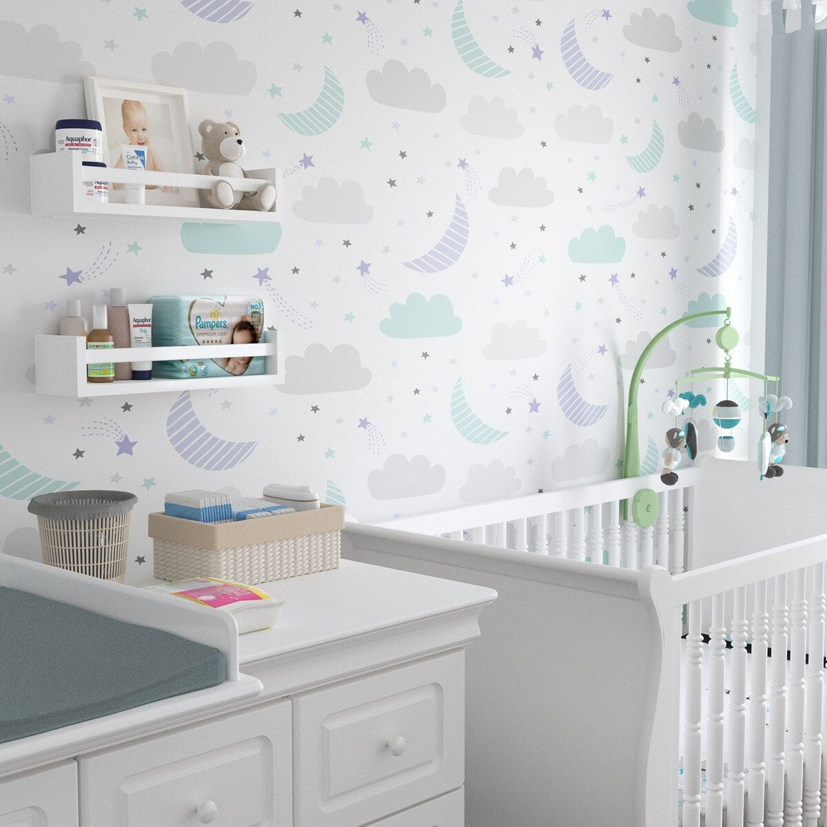 Étagères murales pour enfants Wallniture Elba, rangement pour chambre d'enfant, organisateur de jouets, bibliothèque en bois, lot de 2 - N/A