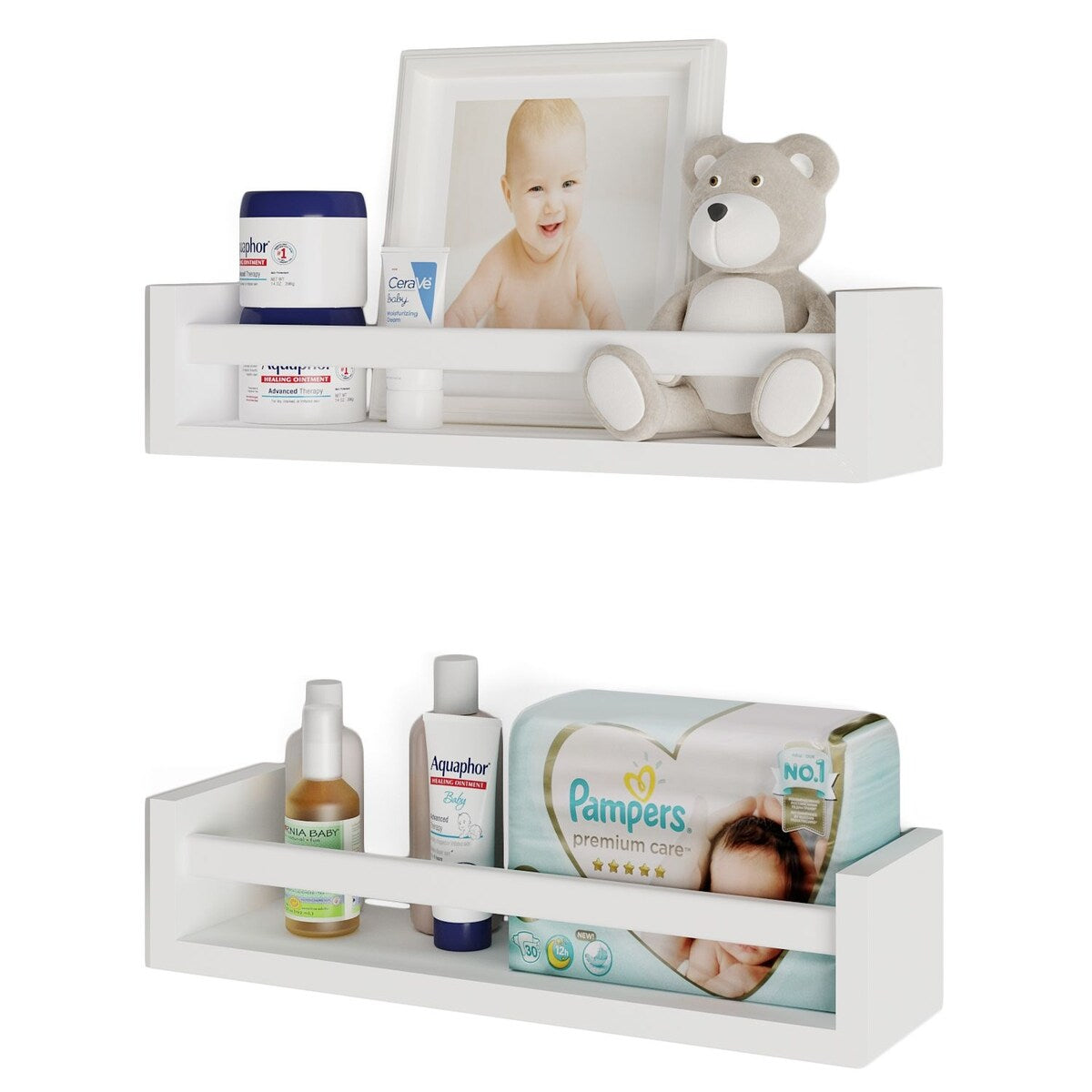 Étagères murales pour enfants Wallniture Elba, rangement pour chambre d'enfant, organisateur de jouets, bibliothèque en bois, lot de 2 - N/A