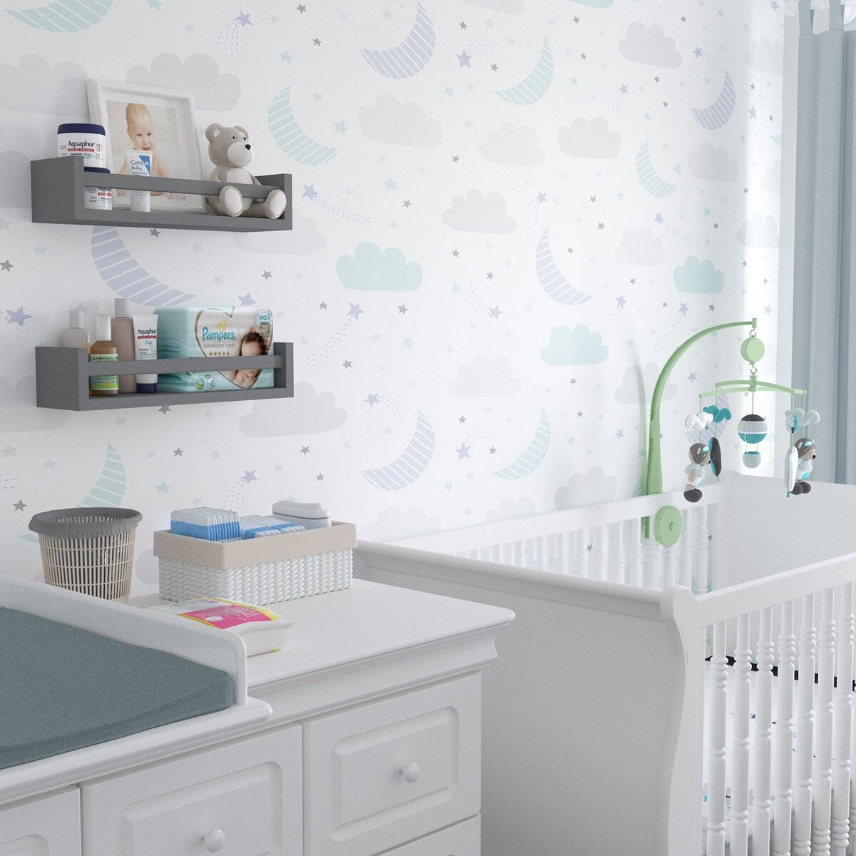 Étagères murales pour enfants Wallniture Elba, rangement pour chambre d'enfant, organisateur de jouets, bibliothèque en bois, lot de 2 - N/A