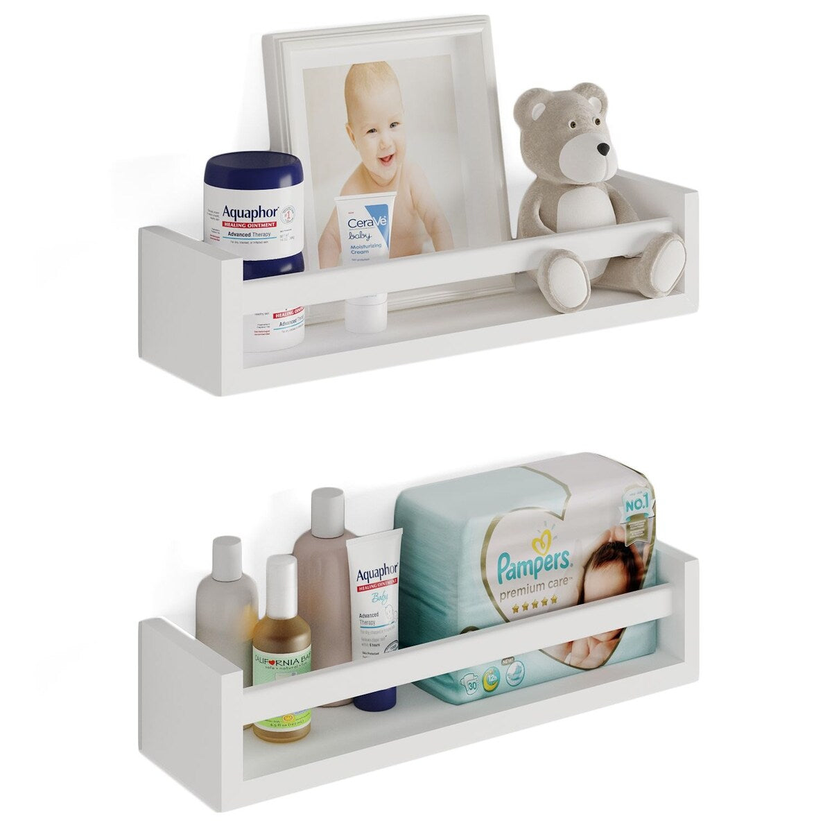 Étagères murales pour enfants Wallniture Elba, rangement pour chambre d'enfant, organisateur de jouets, bibliothèque en bois, lot de 2 - N/A