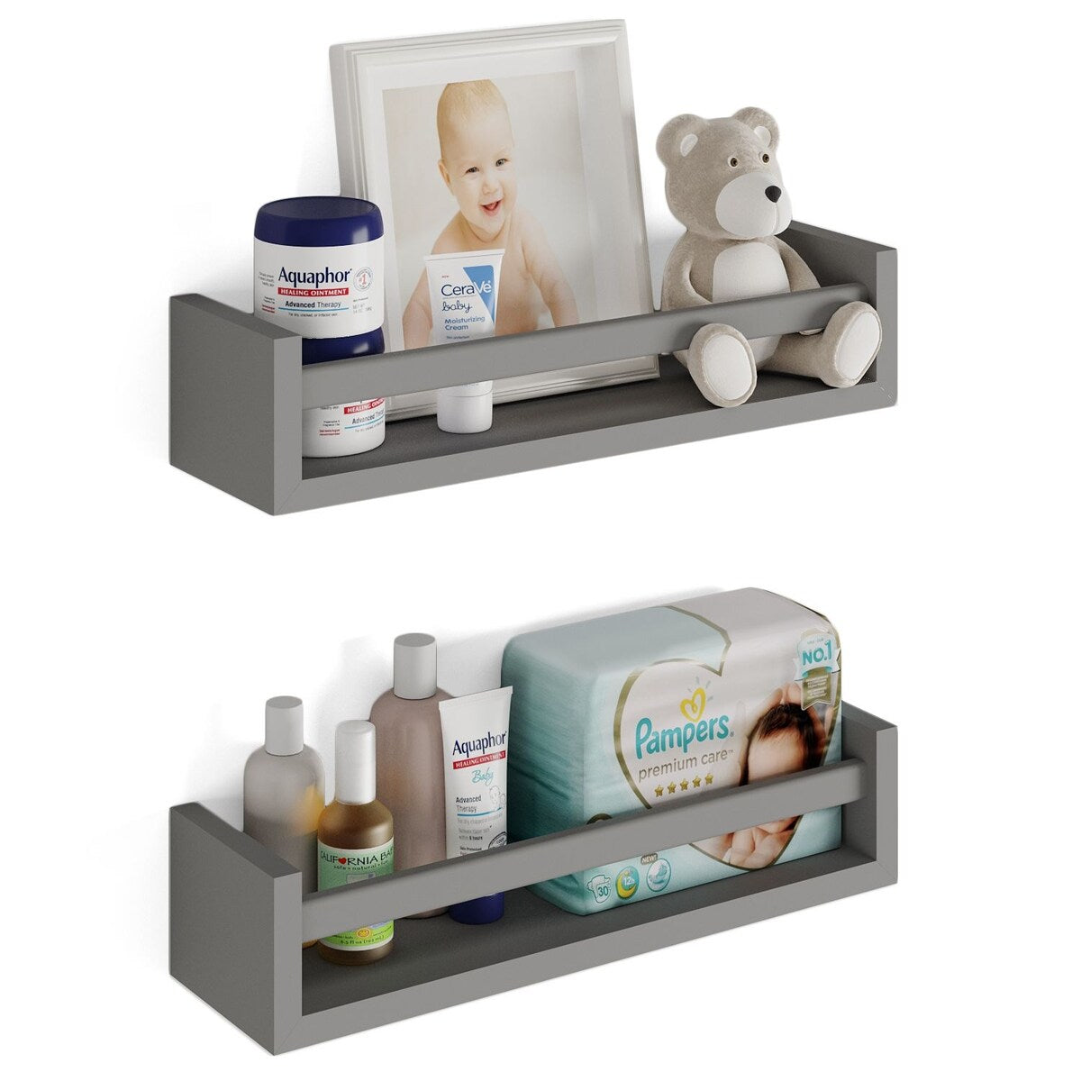 Étagères murales pour enfants Wallniture Elba, rangement pour chambre d'enfant, organisateur de jouets, bibliothèque en bois, lot de 2 - N/A