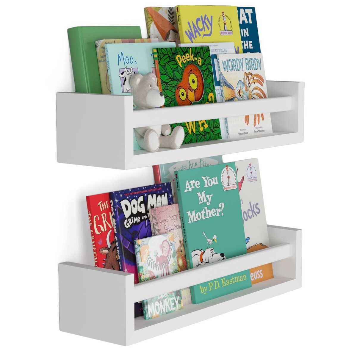 Étagères murales pour enfants Wallniture Elba, rangement pour chambre d'enfant, organisateur de jouets, bibliothèque en bois, lot de 2 - N/A